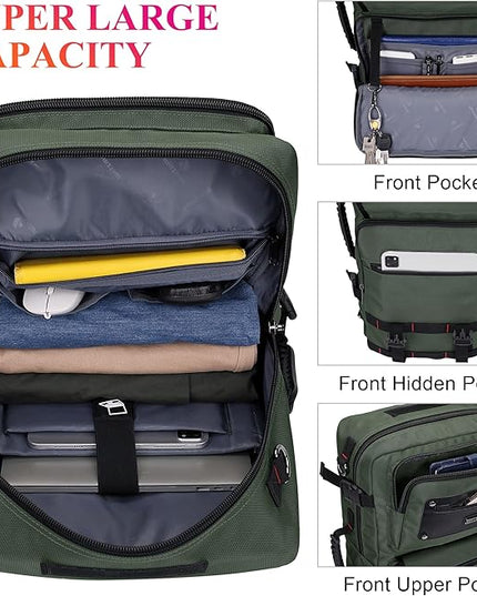 WITZMAN Carry On Travel Backpack for Men Duffle Bags Fit 17 Inch Laptop Airline Approved Laptop Backpack(B685 Army Green)