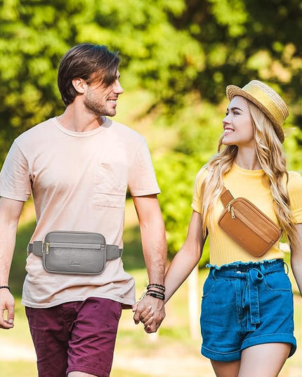 S-ZONE Fanny Packs for Women Genuine Leather RFID Blocking Crossbody Bags Purses Sling Waist Chest Bag Gifts Travel Running Adjustable Strap Men