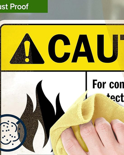 Warning For Continued Protection Against Risk Of Fire Replace Sign, 10x7 Inches, 4 Mil Vinyl Decal Stickers Weather Resistant, Made in USA by My Sign Center