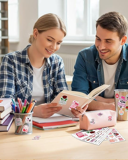 100 Pcs Romance Book Stickers Bookish Aesthetic Sticker Vinyl Waterproof Decal Decore Laptop Water Bottle Scrapbook Hard Hat Bumper Birthday Gifts for Men Women Students