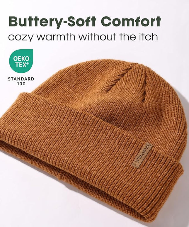 FURTALK Fisherman Beanie for Men Women 2 Styles Cuffless or Cuffed Knitted Unisex Winter Hat Outdoor All-Day Warmth