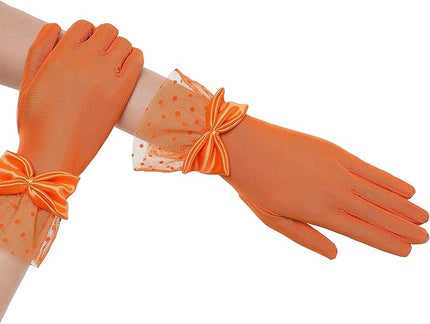 BABEYOND Lace Gloves for Women - Bow Short Prom Gloves Evening Elegant Accessories for Wedding Opera Party