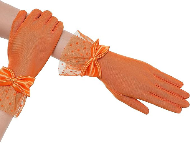 BABEYOND Lace Gloves for Women - Bow Short Prom Gloves Evening Elegant Accessories for Wedding Opera Party