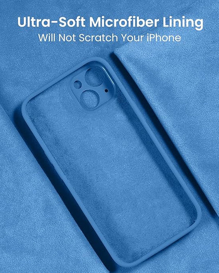 FireNova Designed for iPhone 15 Case, Silicone Upgraded [Camera Protection] Phone Case with [2 Screen Protectors], Soft Anti-Scratch Microfiber Lining Inside, 6.1 inch, Blue