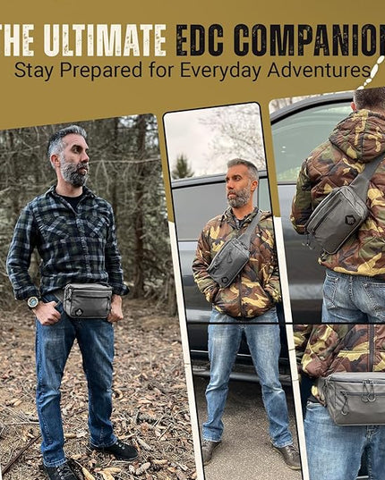 HighSpeedDaddy Carry Fanny Pack - 500D Water-Resistant Nylon, Quick Access CCW Pocket, YKK AquaGuard Zippers, EDC Bag with Adjustable Waist (upto 49"), Everyday Carry for Men & Women - Grey
