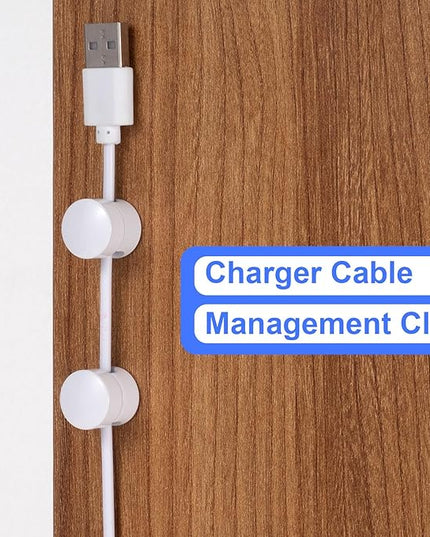 3 Sets Charger Holders for Cords, White Adjustable Cable Anchor Holders, Adhesive Metal Cord Clips, Cable Management Wire Organizers for Desk, Office, Nightstand