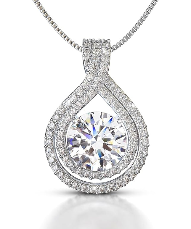 Platinum Plated Certified Moissanite Necklace for Women Gift for Her