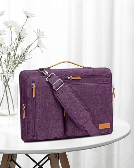 MOSISO 360 Protective Laptop Shoulder Bag,15-15.6 inch Computer Bags Compatible with MacBook Pro 16 inch, HP, Dell, Lenovo, Asus Notebook,Side Open Messenger Bag with 4 Zipper Pockets, Argyle Purple