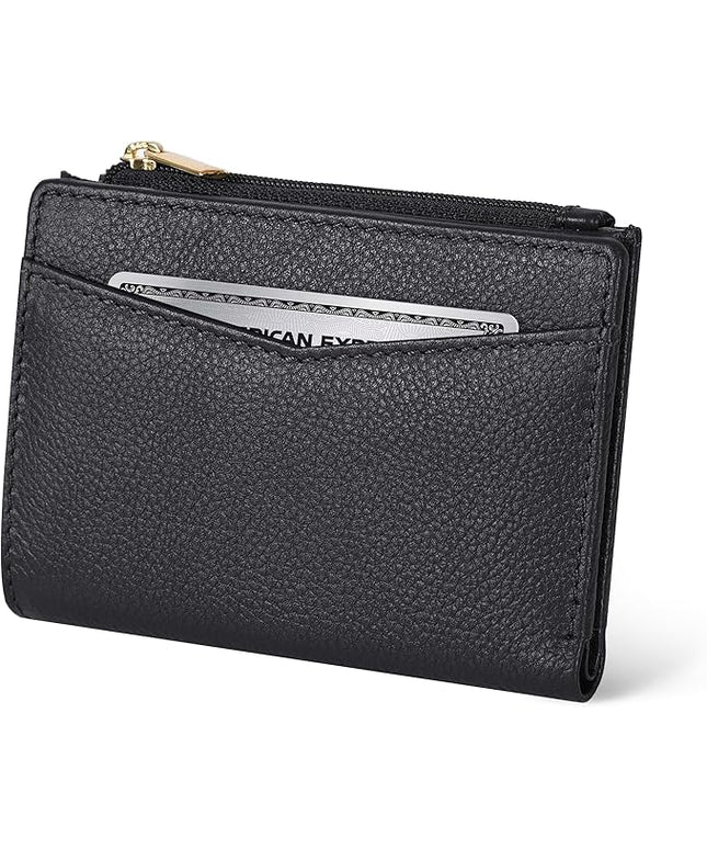 Oak Leathers Leather Wallet For Women - Small RFID Coin Purse Credit Card & ID Holder for Ladies, Gift for Women's, Bifold Wallets (Nappa Black)