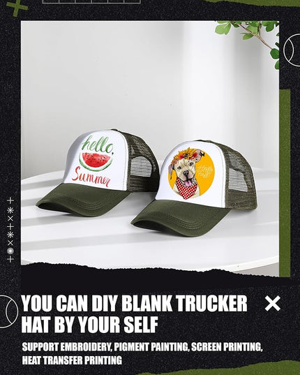 10 Pcs Sublimation Blank Trucker Hats Bulk Mesh Baseball Cap Polyester Mesh Trucker Hat for Men and Women