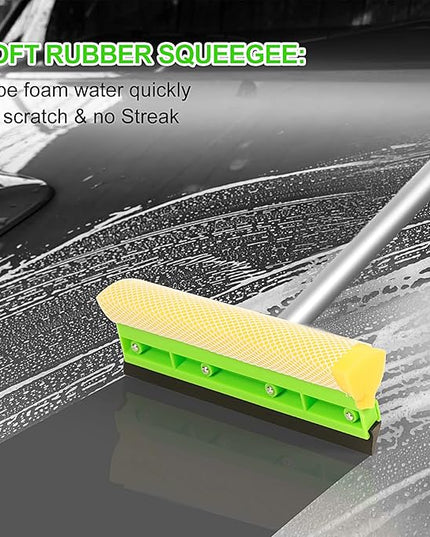 Wontolf 62'' Car Wash Brush with Long Handle Chenille Microfiber Car Wash Mop Mitt Kit Car Detailing Brush Cleaning Kit Window Squeegee Car Duster Drying Towels Tire Brush for Cars RV Truck Boat