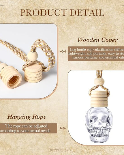 BBTO 100 Pcs Car Air Fresheners Diffuser with Wooden Cap - Empty Aromatherapy Diffuser Clear Fragrance Holder Pendant Hanging Perfume Fresheners for Car Decor (Clear Spooky)