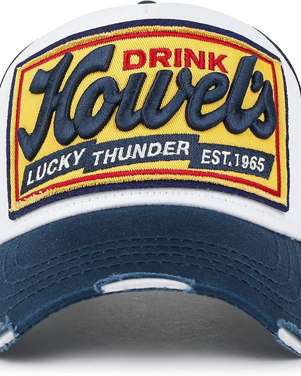 ililily Premium Howels Embroidery Vintage Baseball Cap Distressed Trucker Hat