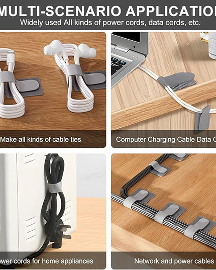 20-Pack Large Reusable Self-Adhesive Cable Ties cable management Adjustable Hook & Loop Straps for Organizing Data Cables, Wires, Headphones Under-Table Cord Management for Home, Office