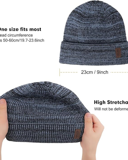 Wmcaps Winter Beanie for Men Women, Fleece Lined Beanie Soft Warm Knit Hat Ski Stocking Cuffed Cap