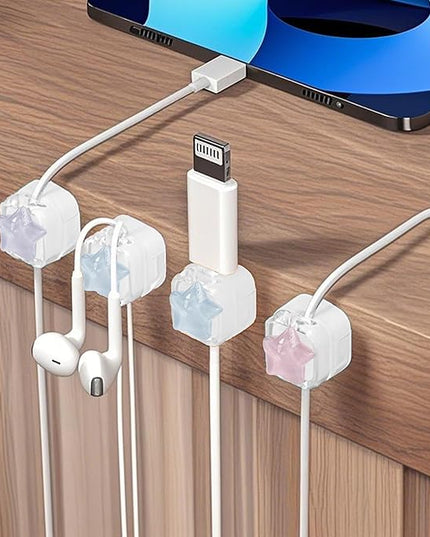3Pack Magnetic Cable Clips for Nightstand, Adhesive Night-Glowing Cord Holder Organizer for Office Home Desk Wall Car (Star)
