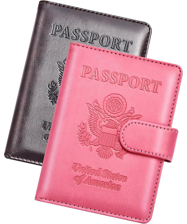 Herain Passport Holder for Travel Cruise Essentials, 2 Pcs Passport Cover Wallet Case Travel Gifts Women Men Family, RFID Passports Book Card Holders Travels Accessories Must Haves