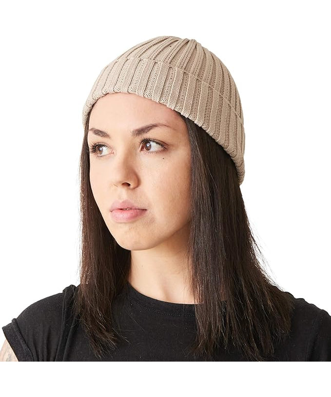 CHARM Mens Cotton Fisherman Beanie - Ribbed Trawler Knit Cap Womens Slouch Hat