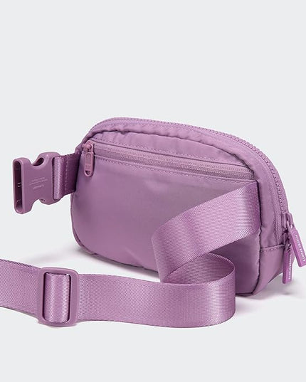 Pander Two Way Zipper Fanny Pack Nylon Everywhere Belt Bag for Women, Water Repellent Waist Packs, Crossbody Bags with Adjustable Strap (Light Purple).
