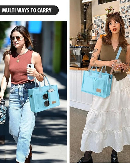 Canvas Tote Bag for Women Crossbody Work Purse with Pockets Top Handle Handbag Satchel Bags for Travel Nurse Teacher