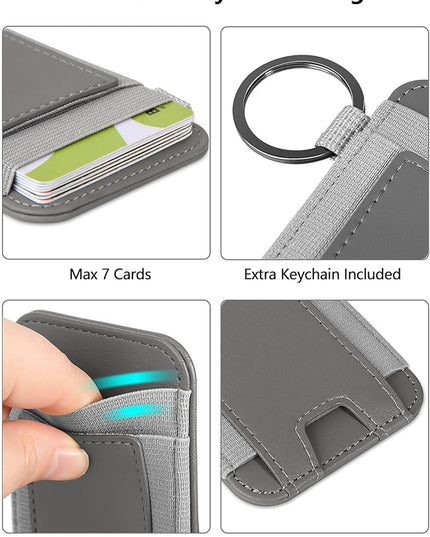 ExtreLife For Magsafe Wallet, Strongest Magnetic Wallet for iPhone 17/16/15/14/13/12 Series, Magnetic Card Holder with 2 Card Slots, RFID Blocking, Vegan Leather, Hold 7 Cards, Gray