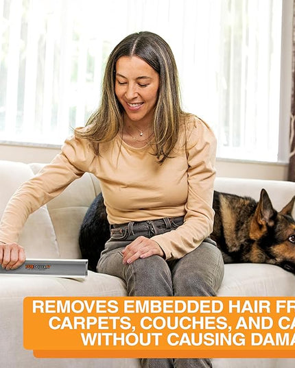 FurDozer Pet Hair Remover & Auto Detailing Tools - Cat & Dog Hair Remover for Carpets, Car Interiors, Couches, Bedding, & Pet Furniture (Gray, X3 MEGA - 10" Long)