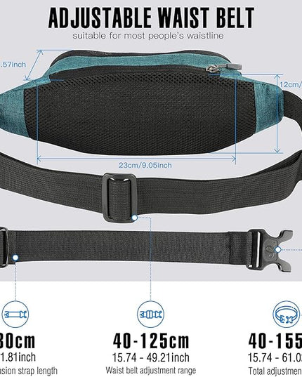 WATERFLY Fanny Pack Waist Bag: Small Hip Pouch Bum Bag Fannie Pack Phanny Fannypack Waistpack Bumbag Beltbag Sport Slim Fashionable for Jogging Hiking Hiker Woman Man