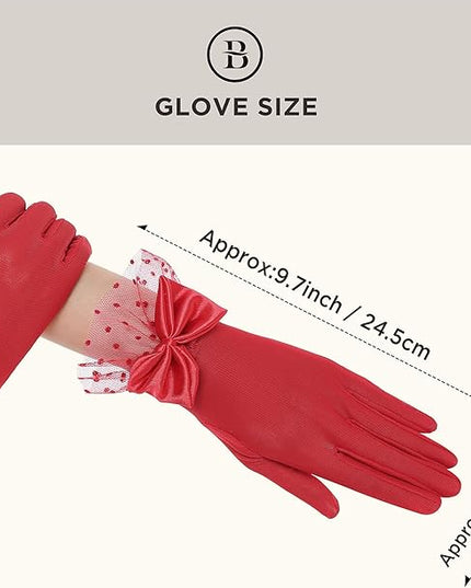 BABEYOND Lace Gloves for Women - Bow Short Prom Gloves Evening Elegant Accessories for Wedding Opera Party