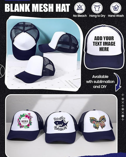 10 Pcs Sublimation Blank Trucker Hats Bulk Mesh Baseball Cap Polyester Mesh Trucker Hat for Men and Women
