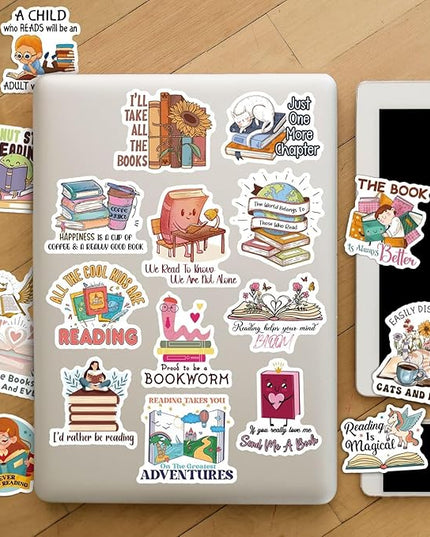MiStar Bookish Stickers for Kindle, 64 PCS, Book Inspirational Reading Stickers for Kindle Case, iPad, eBook Reader, Laptops, Matte Waterproof Decorating Book Accessories Gifts for Kids Adults Readers