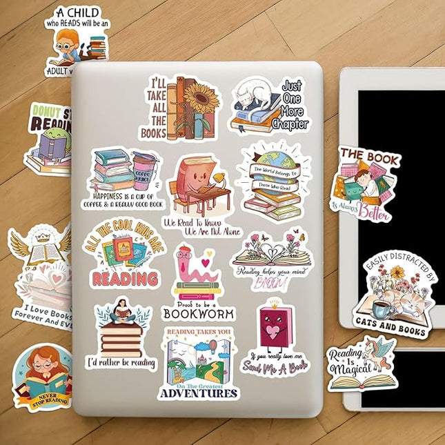 MiStar Bookish Stickers for Kindle, 64 PCS, Book Inspirational Reading Stickers for Kindle Case, iPad, eBook Reader, Laptops, Matte Waterproof Decorating Book Accessories Gifts for Kids Adults Readers