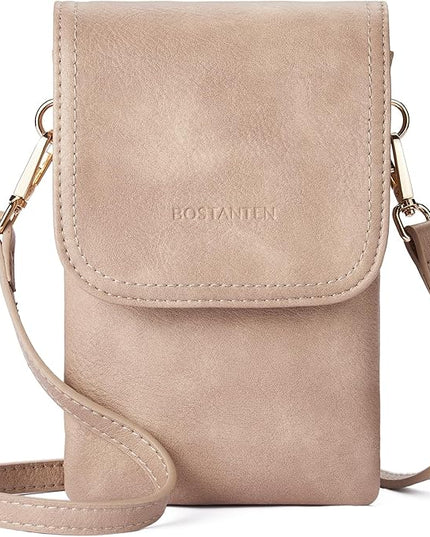 BOSTANTEN Vegan Leather Small Crossbody Bags for Women Designer Cell Phone Bag Wallet Purses Adjustable Strap