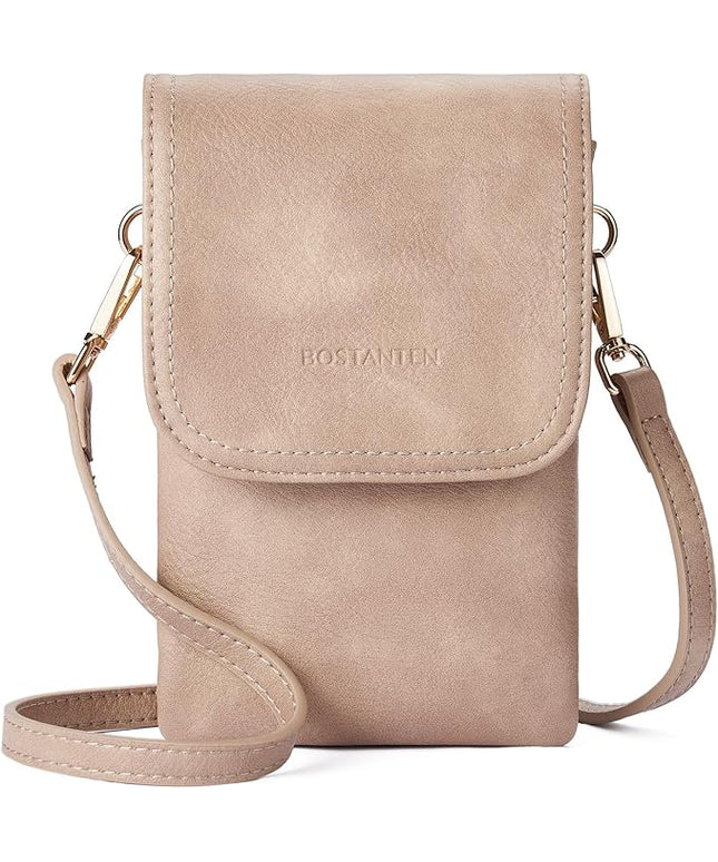 BOSTANTEN Vegan Leather Small Crossbody Bags for Women Designer Cell Phone Bag Wallet Purses Adjustable Strap