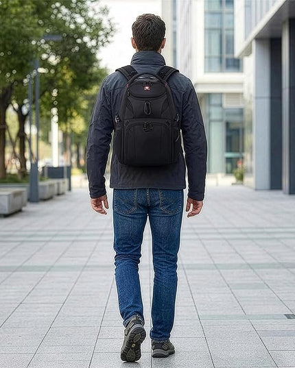 SwissGear 1900 Scansmart Mini/Slim Version, Fits Most 13 Inch Laptops and Tablets, TSA Friendly Backpack, Black