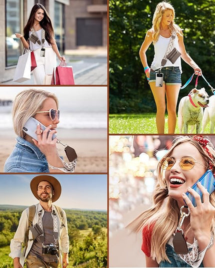XANGNIER Clip and Go Strap for Phone with Wallet Crossbody, Phone Strap with Zippered Wallet, Adjustable Anti Theft Cellphone Lanyard for Women, Cellphone Chain Accessories,Multicolor 5