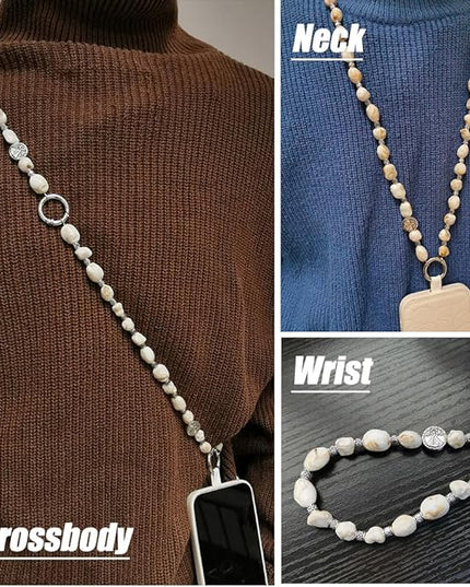 Phone Crossbody Strap, 2in1 Wrist Charm&Shoulder Lanyard,3Ways Usage free to Assembly and Disassembly Phone Strap with Tether Patches for Most Phones Bag Purse (L)