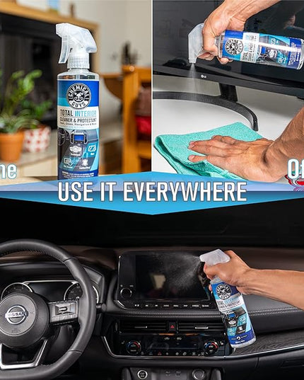 Chemical Guys Total Interior Cleaner & Protectant – Chemical Guys Interior Cleaner, Cleans & Protects Leather, Vinyl, Plastic, Rubber, Glass with a Streak-Free Finish — 16 Fl Oz (Pack of 2)