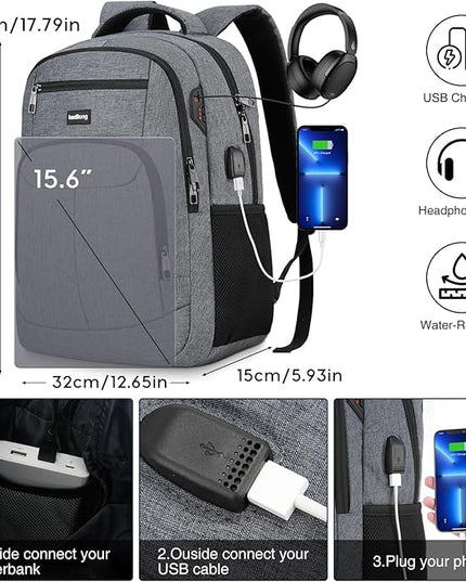 School Backpacks for Men Teen Boys,Laptop Backpack College Bookbag Computer Bag for Work Business Middle High School with USB Port Fits 15.6 Inch Laptop