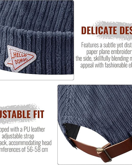 CLAPE Brimless Beanie Hat Corduroy Watch Cap Rolled Cuff Docker Cap Leon Skull Harbour Hat Unisex