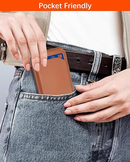 for Magsafe Wallet, Phone Cardholder with Adjustable Stand, Magnetic Card Holder with 3 Card Slots, Magnetic Wallet for iPhone 16/15/14/13/12 Series, Not for iPhone 13/12 Mini(Brown, Leather)