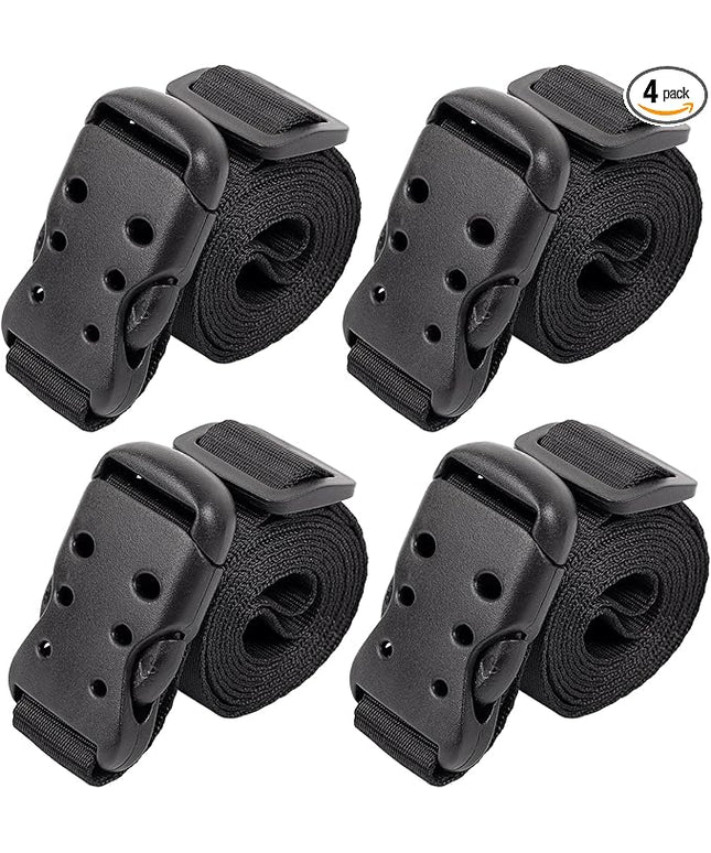 Ayaport Utility Straps with Buckle 48" Quick-Release Adjustable Nylon Straps Black 4 Pack