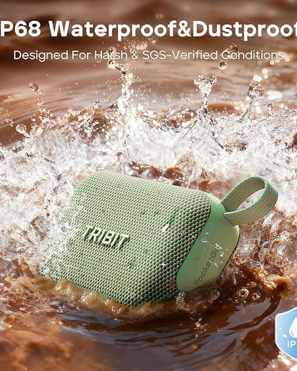 Tribit PocketGo Bluetooth Shower Speaker, IP68 Waterproof/Dustproof, Portable Speaker with 20H Playtime, Wireless, BT6.0, Supports TF Card, Electronics for Travel/Outdoors/Home (Green)