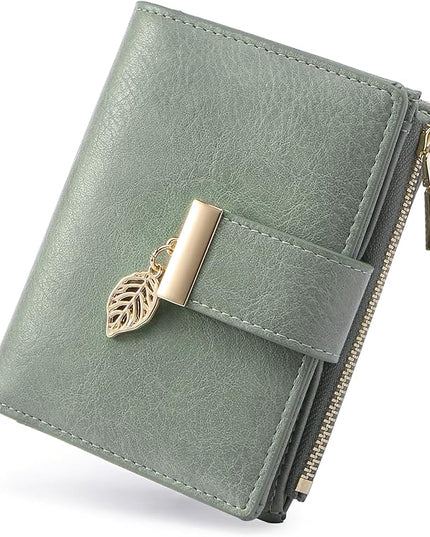 yiijay Small Wallet Women RFID Blocking Leather Bifold Wallet Credit Card Holder for Women Ladies Compact Wallet Mini Purse With Zipper Pocket