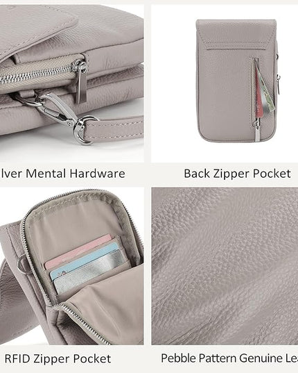 befen Genuine Leather Small Crossbody Bags for Women, Cell Phone Cross body Purse Bag with RFID Blocking Card Slots