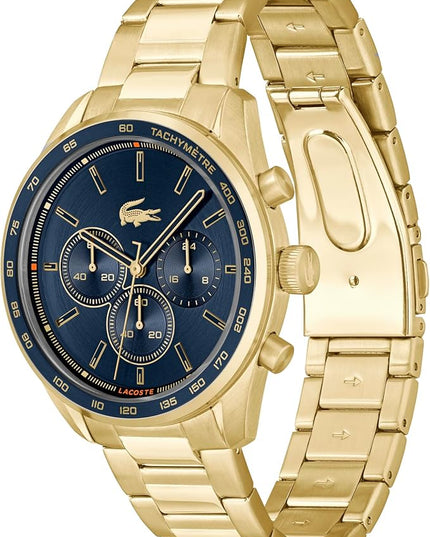 Lacoste Boston Men's Chronograph Watch - Classic Stainless Steel - Tachymeter - Water Resistant up to 5ATM/50 Meters - Modern Design for Him - 42mm