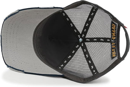 ililily Premium Howels Embroidery Vintage Baseball Cap Distressed Trucker Hat