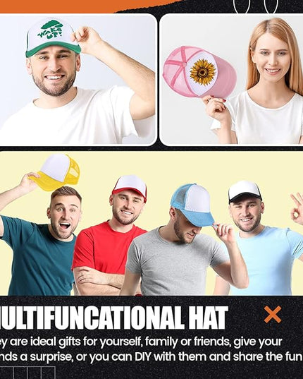 10 Pcs Sublimation Blank Trucker Hats Bulk Mesh Baseball Cap Polyester Mesh Trucker Hat for Men and Women