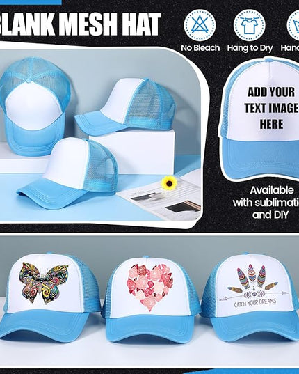 10 Pcs Sublimation Blank Trucker Hats Bulk Mesh Baseball Cap Polyester Mesh Trucker Hat for Men and Women