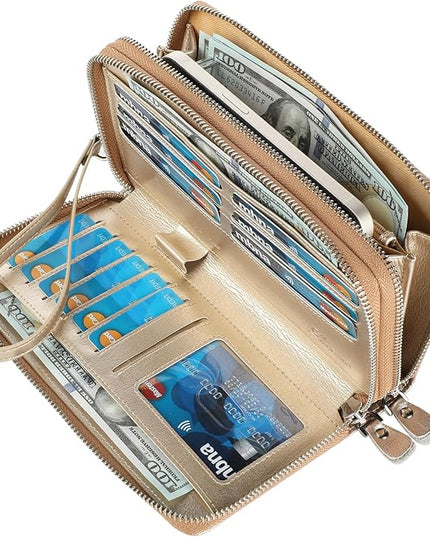Lavemi Small Compact Women Wallet RFID Blocking Genuine Leather Bifold Purse with ID Windows