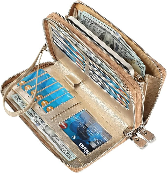 Lavemi Small Compact Women Wallet RFID Blocking Genuine Leather Bifold Purse with ID Windows